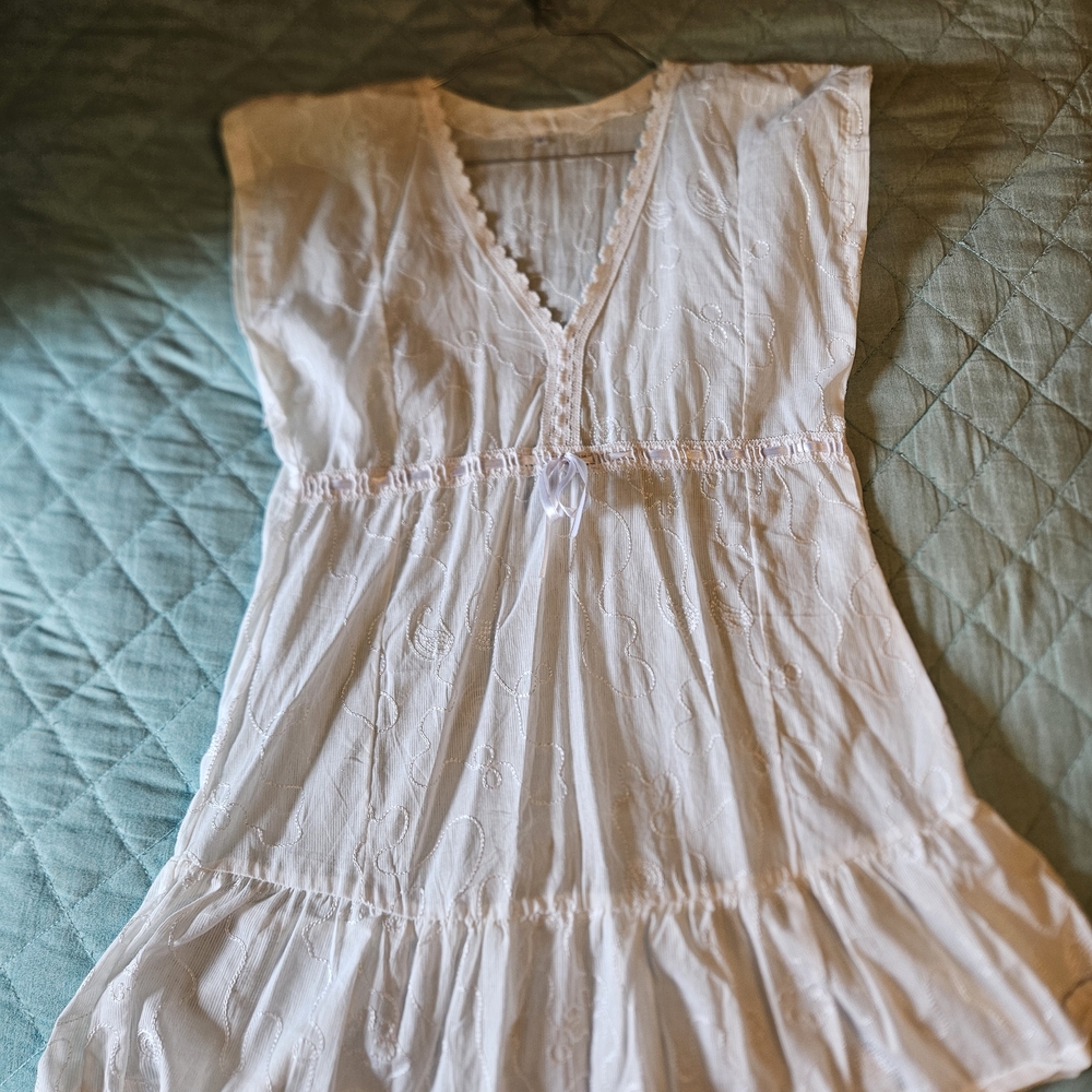 (2 For $30) White V-Neck Swimsuit Cover